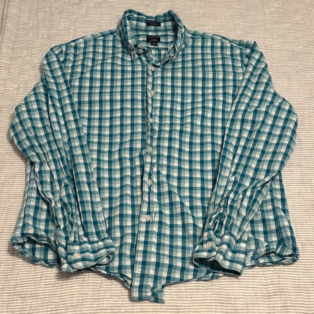 J. Crew Teal Plaid Casual Shirt